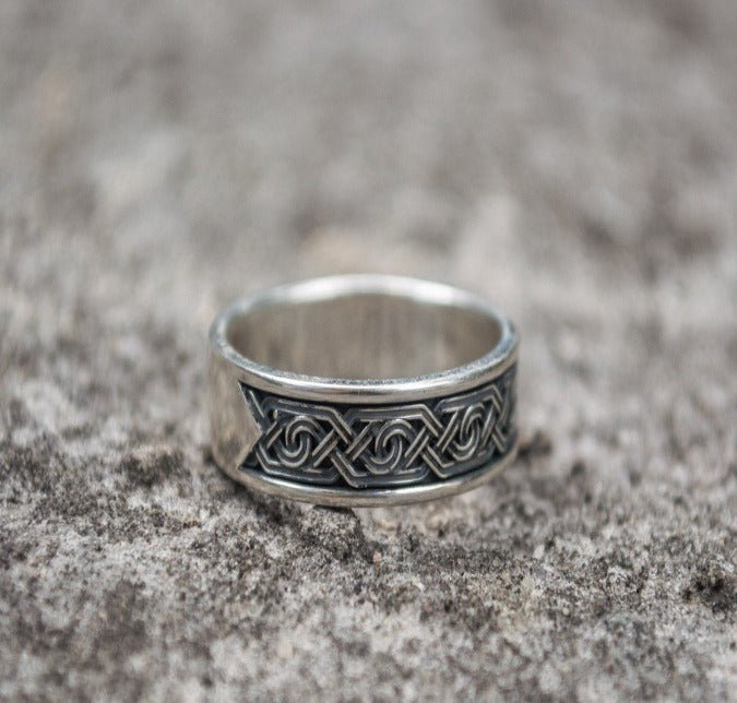 Ring with Ornament Sterling Silver Viking Jewelry