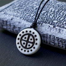 Solar Cross Necklace - Hand Burned Natural Bone