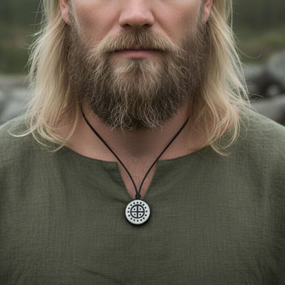 Solar Cross Necklace - Hand Burned Natural Bone