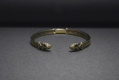 Viking Jormungandr Bracelet | Engraved Elder Futhark Runes