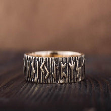 Elder Futhark Runes Ring Bronze Viking Ring
