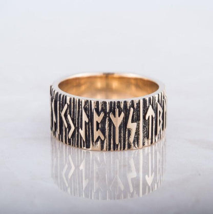 Elder Futhark Runes Ring Bronze Viking Ring