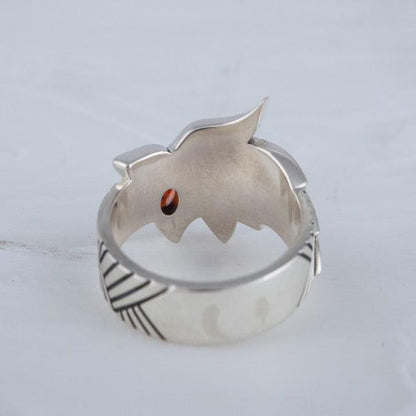 Fenrir Ring with Gem | Sterling Silver | Unique Norse Jewelry