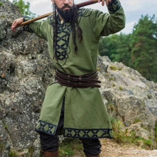 LIMITED EDITION - Green Viking Tunic | Leather Trim & Rivets