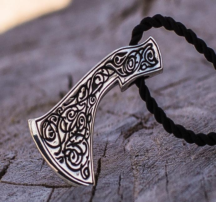 Perun's Axe Sterling Silver Pendant with Beautiful Ornament Reconstruction