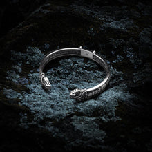 Jormungandr Bracelet | Silver Viking Cuff with Elder Futhark Runes