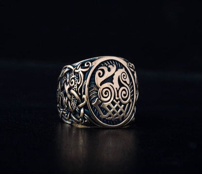 Sleipnir Ring with Mammen Ornament Bronze Unique Ring