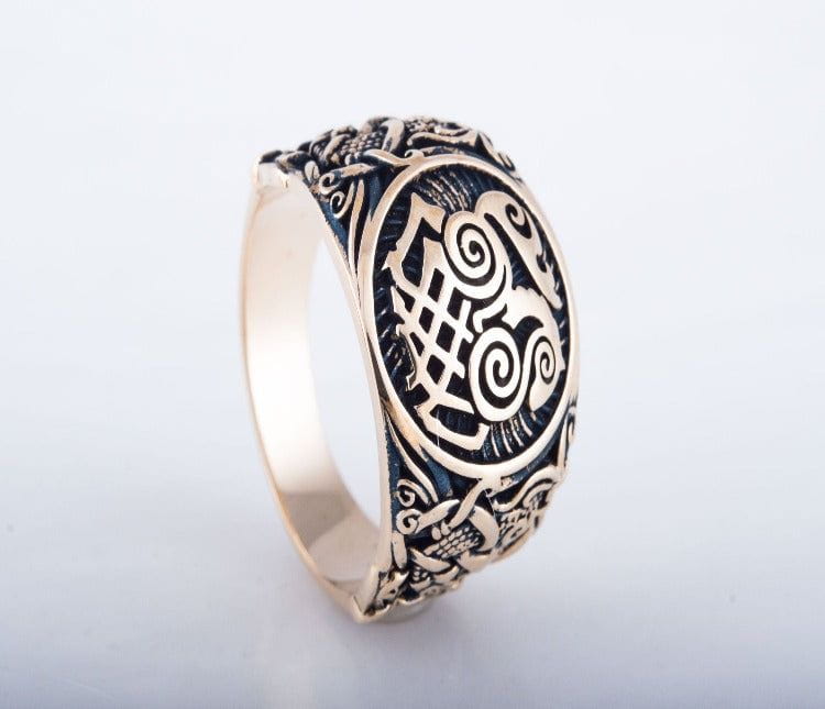 Sleipnir Ring with Mammen Ornament Bronze Unique Ring