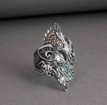 Handcrafted Viking Hati and Skoll Ring | Sterling Silver Norse Jewelry