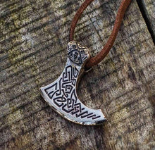Viking Axe Bronze Pendant with Beautiful Ornament