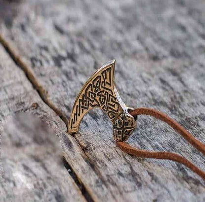 Viking Axe Bronze Pendant with Beautiful Ornament
