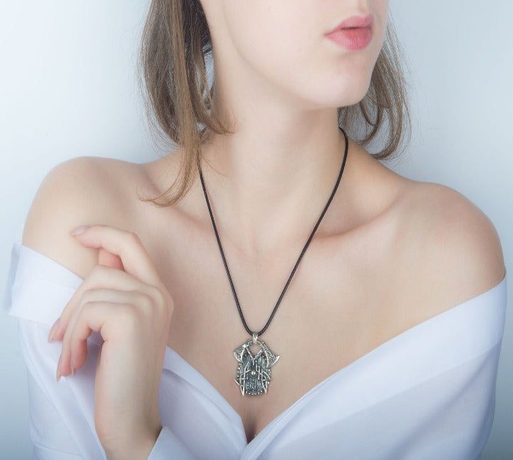 Viking Axes with Shield Sterling Silver Norse Necklace