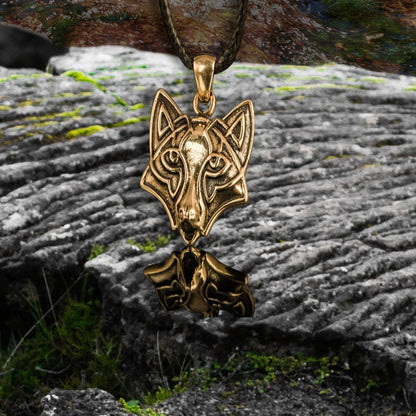 Viking Wolf Pendant in Bronze | Handmade One-Sided Jewelry