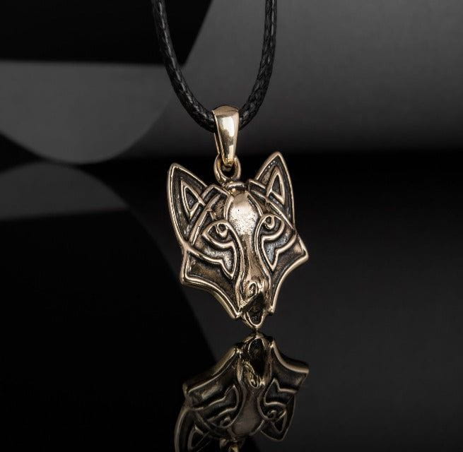 Viking Wolf Pendant in Bronze | Handmade One-Sided Jewelry