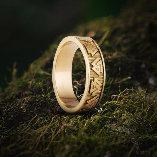 14K Gold Valknut Symbol Norse Ring