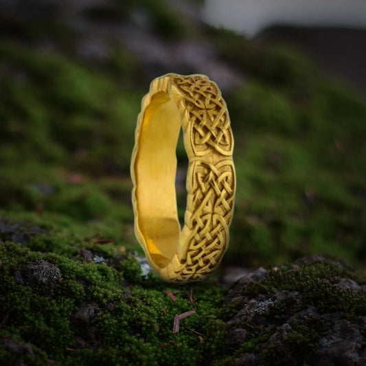 Gold Norse Ornament Ring Unique Jewelry