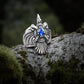 925 Silver Handmade Ring With Raven And Blue Gem, Handcrafted Jewelry