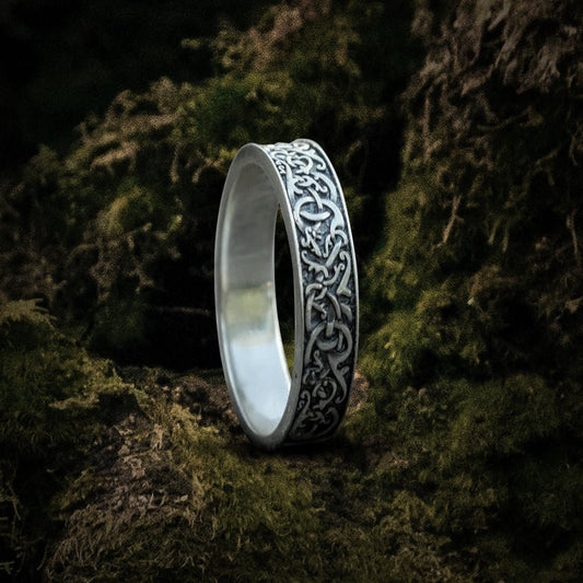 Norse Ornament Ring Sterling Silver Handcrafted Jewelry