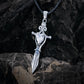 Norse Sword with Cubic Zirconia Pendant Sterling Silver Handmade Jewelry