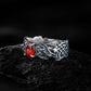 Viking Ring with CZ and Norse Ornament Sterling Silver Viking Jewelry