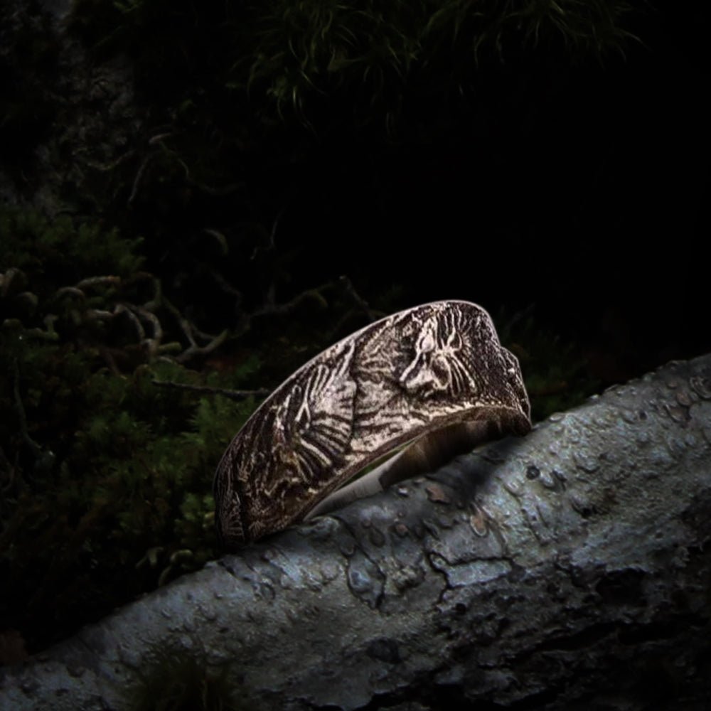 Wolf Ornament Ring Handmade Sterling Silver Norse Ring