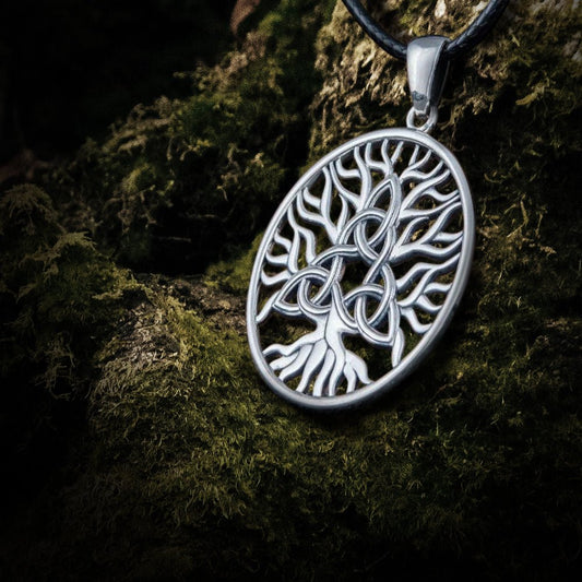 Yggdrasil with Triquetra Symbol Pendant Sterling Silver Viking Jewelry