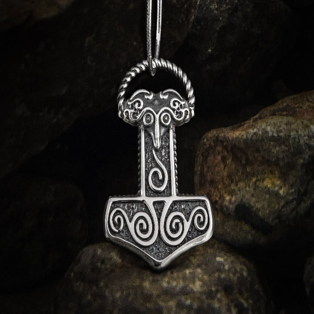 Small Thor's Hammer Pendant Sterling Silver Mjolnir Scania Island