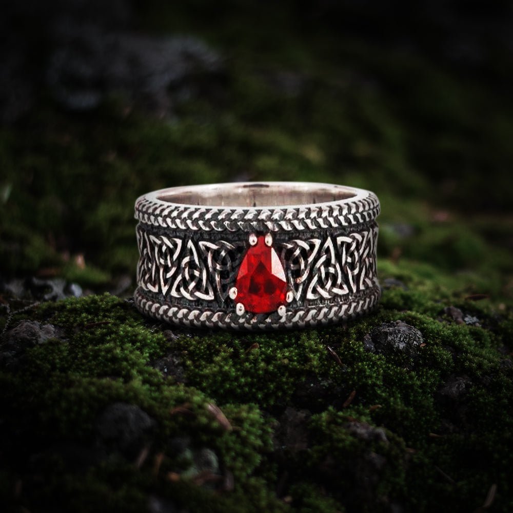 Unique sterling silver Viking jewelry with Triquetra symbol and unique ancient ornament, handcrafted jewelry