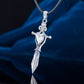 Norse Sword with Cubic Zirconia Pendant Sterling Silver Handmade Jewelry