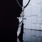 Norse Sword with Cubic Zirconia Pendant Sterling Silver Handmade Jewelry