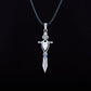 Norse Sword with Cubic Zirconia Pendant Sterling Silver Handmade Jewelry