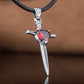 Viking Sword Pendant with Red Cubic Zirconia Sterling Silver Handmade Jewelry