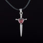 Viking Sword Pendant with Red Cubic Zirconia Sterling Silver Handmade Jewelry