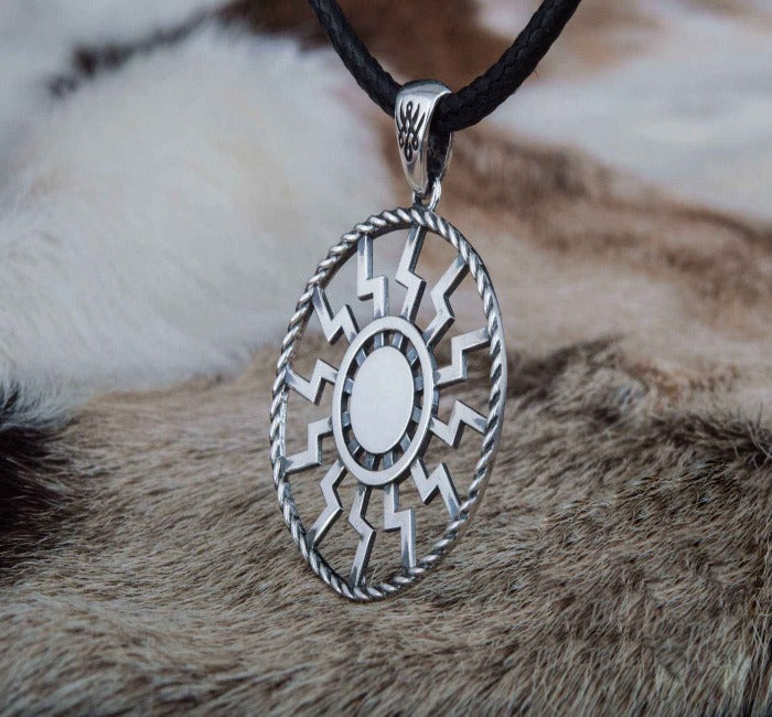 Black Sun Symbol Pendant Sterling Silver Viking Jewelry