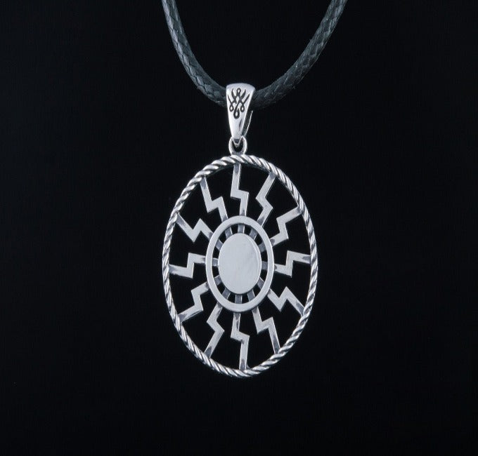 Black Sun Symbol Pendant Sterling Silver Viking Jewelry