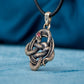 Snake Pendant with Runes and Red Cubic Zirconia Bronze Norse Jewelry