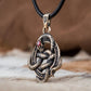 Snake Pendant with Runes and Red Cubic Zirconia Bronze Norse Jewelry