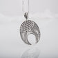 Lunula Pendant Sterling Silver Female Necklace with Raven Symbol