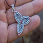 Triquetra Symbol Pendant with Red Cubic Zirconia Sterling Silver Celtic Jewelry