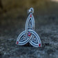 Triquetra Symbol Pendant with Red Cubic Zirconia Sterling Silver Celtic Jewelry