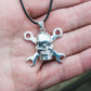 Skull with Wrench Pendant Sterling Silver Biker Jewelry