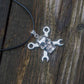 Skull with Wrench Pendant Sterling Silver Biker Jewelry