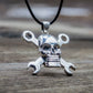 Skull with Wrench Pendant Sterling Silver Biker Jewelry