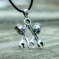 Skull with Forcers Pendant Sterling Silver Biker Jewelry