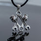 Skull with Forcers Pendant Sterling Silver Biker Jewelry