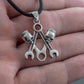 Skull with Forcers Pendant Sterling Silver Biker Jewelry