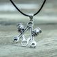 Skull with Forcers Pendant Sterling Silver Biker Jewelry