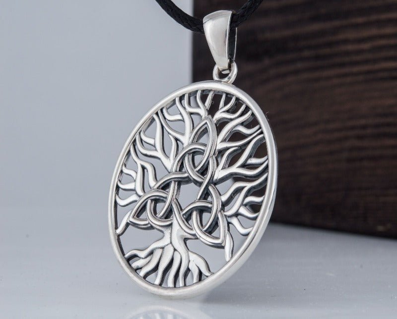 Yggdrasil with Triquetra Symbol Pendant Sterling Silver Viking Jewelry