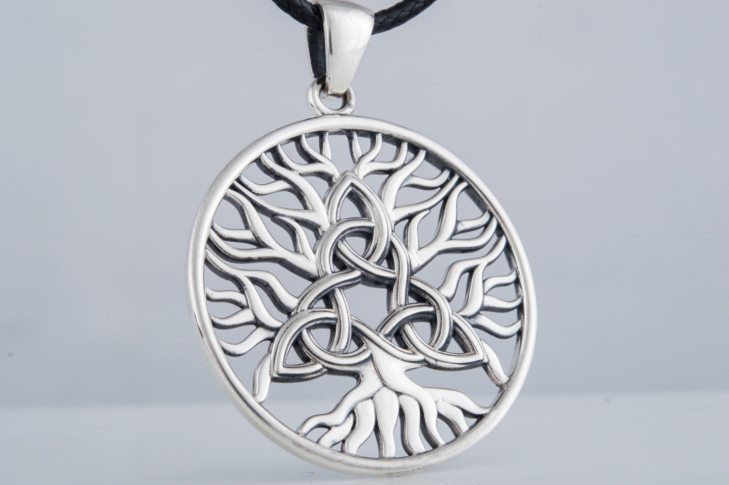 Yggdrasil with Triquetra Symbol Pendant Sterling Silver Viking Jewelry