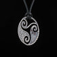 Circle Shield Pendant with Triskelion and CZ Ornament Sterling Silver Norse Jewelry